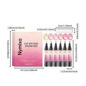 Dimension chart showing size of the nail polish pens and the gradient packaging box