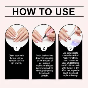 Step-by-step instructions for using the cat eye gel nail polish pen for DIY manicure