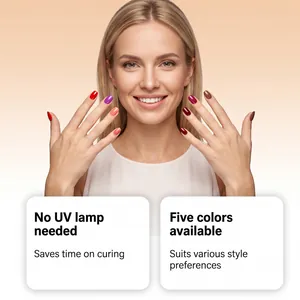 Maniküre mit fünf lebendigen Nagelfarben ohne UV-Lampe für eine schnelle Aushärtung