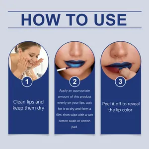Detaillierte Schritt-für-Schritt-Anleitung für die Anwendung von blauem Abzieh-Lippenstift
