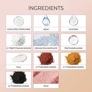 Detailed view of professional gel nail polish ingredients including mica and pigments