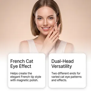 Dual-head nail magnet for creating elegant French cat eye effects on polished nails.
