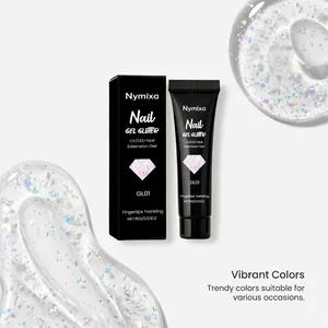 Nymixa glitter nail extension gel with 15g tube and packaging detail