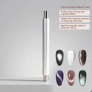 Professional 3-in-1 stainless steel magnetic pen for cat eye gel nail polish DIY manicures.
