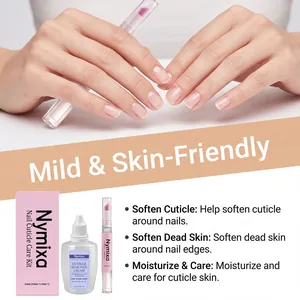 Detail view of Nymixa nail cuticle care kit showing softening cream and oil pen.
