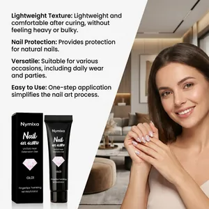 Nymixa glitter nail extension gel with lightweight texture for easy UV/LED application