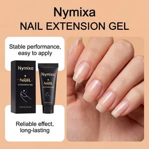 Gel de extensión de uñas Nymixa con acabado brillante natural y la caja de marca