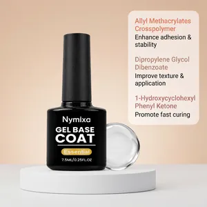 Λεπτομερής εικόνα Nymixa gel base coat με ενεργά συστατικά για γρήγορο στέγνωμα