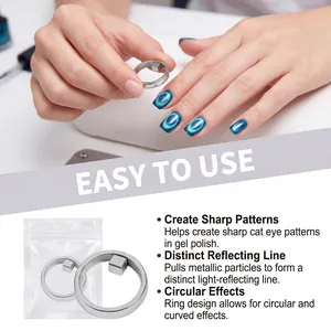 Professional circular cat-eye magnet ring tool for creative DIY nail art designs.