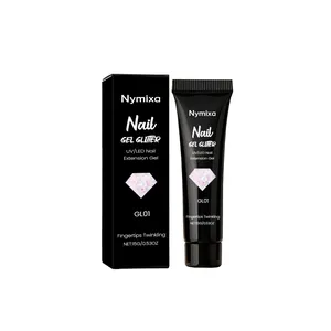 Nymixa Glitter Nail Extension Gel Shimmer Pink Long Lasting UV LED Soak Off Polygel For Professional DIY Nail Art Manicure