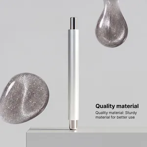 Detail view of a 3-in-1 stainless steel nail art magnet pen for cat-eye effects