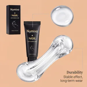Gel transparente profesional para extensión de uñas Nymixa, detalle de textura y embalaje