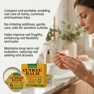 Close-up view of Laniska Cuticle Balm being applied to hands for nail hydration