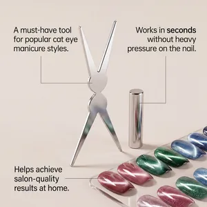 Close-up detail of the rabbit-shaped dual-head magnetic tool for cat eye nail art