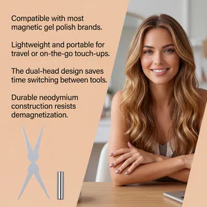 Detailed view of dual-head cat-eye magnet features with a professional lifestyle model