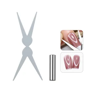 Dual-head French cat-eye nail magnet tool for DIY manicure with cylindrical magnet