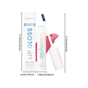 Detaillierte Größenangaben für den zephoco Peel-off-Lipgloss und die Umverpackung