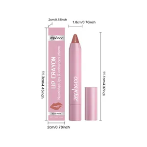 Detailed size specifications of Zephoco Nude Pink Matte Lip Crayon with dimensions