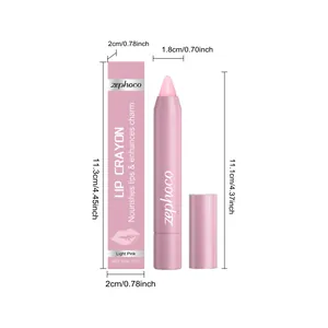 Zephoco velvet lip crayon in light pink with product dimensions and packaging details