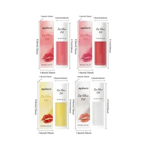 Zephoco feuchtigkeitsspendendes Lippenglow-Öl-Set mit detaillierten Maßen und vier Nuancen