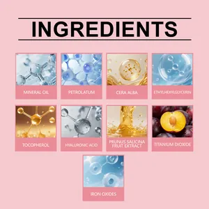 Detailed cosmetic ingredient list including hyaluronic acid for velvet matte lip glaze.