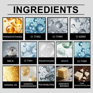 Elenco dettagliato degli ingredienti per lucidalabbra glitterato con mica e cera d'api