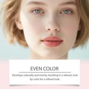 Nahaufnahme von rosafarbenem Lip-Tint für ein gleichmäßiges, natürliches Finish