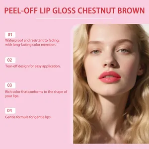 Kastanienbrauner abziehbarer Lipgloss mit wasserfester und langanhaltender Formel