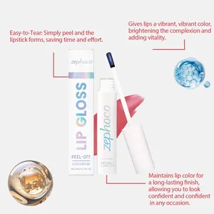 Detailansicht des Zephoco Peel-Off Lipgloss Applikators und der lebhaften Textur