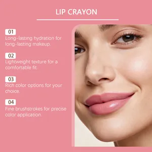 Detailed close-up of nude pink velvet lip crayon with a natural matte finish on lips
