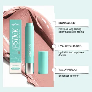 Detalle del labial hidratante Zephoco con ingredientes como el ácido hialurónico