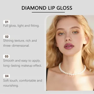 Model showing the shimmering effect of diamond lip gloss on lips with glitter finish