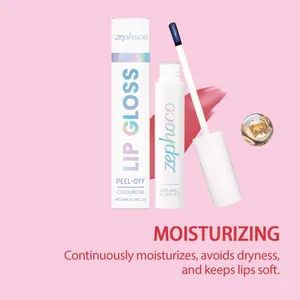 Detail des Zephoco Peel-off-Lipgloss in Coolrose mit feuchtigkeitsspendender Textur.