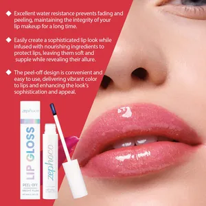 Close-up of Zephoco peel-off lip gloss in Bright Plum with shimmering finish