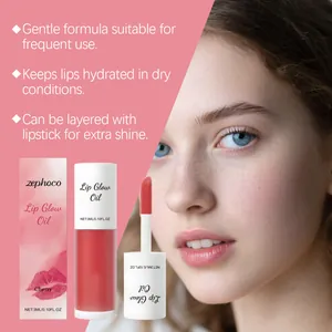 Detail von hydratisierendem Kirsch-Lip-Glow-Öl mit natürlichem Glanz auf Lippen