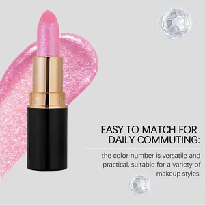 Glittering pink-purple diamond lipstick with moisturizing texture for a versatile daily look.