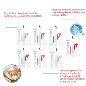 Detail van zephoco peel-off lipgloss set in zeven levendige kleuren