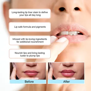 Detailed before and after comparison showing peel-off lip liner results and nourishment benefits