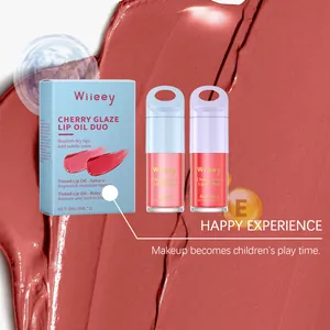 Wiieey kids cherry glaze lip oil duo set with Sakura and Ruby Red tinted gloss