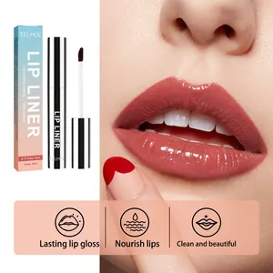 Close-up showing the lasting Wine Red peel-off lip liner effect on a model's nourished lips