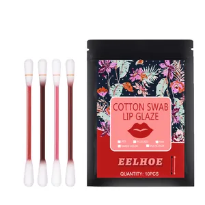 Ensemble de brillant à lèvres jetable en coton-tige avec pochette florale de 10 pièces