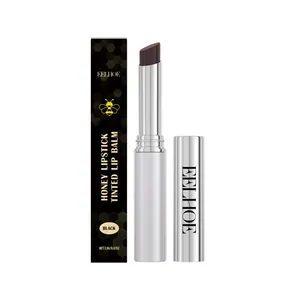 Balsamo labbra colorato al miele idratante EELHOE nero, rossetto nutriente con scatola
