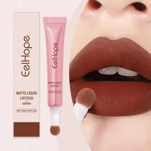 EelHope Rouge à Lèvres Liquide Mat Brun Brillant à Lèvres Mat Velours Longue Tenue Glaçure à Lèvres Haute Pigmentation pour Maquillage Femmes
