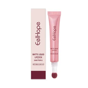 Labial líquido mate púrpura oscuro EelHope con caja de empaque del producto tubo 10ml