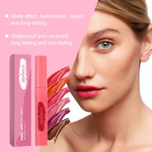 ZEPHOCO langdurige matte peel off lipliner met kleurstalen en effect op het model.