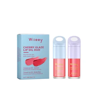 Wiieey moisturizing tinted lip oil duo set for kids with Sakura and Ruby Red shades