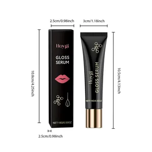Detaillierte Maßangaben für die HOYGI Gloss Serum 15g Tube und die Aufbewahrungsbox