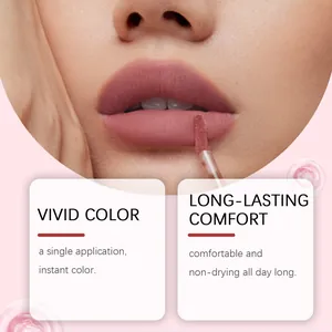 Gros plan sur le brillant à lèvres mat hydratant rose nude pour une couleur vive.