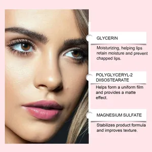 Detail mit feuchtigkeitsspendenden Inhaltsstoffen der matten Lippen Glasur.