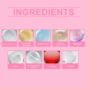 Elenco dettagliato degli ingredienti del lucidalabbra idratante per labbra sane e luminose.
